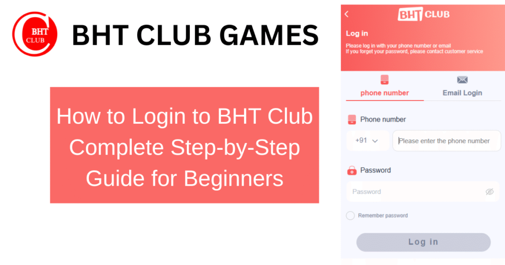 bht club login page screenshot